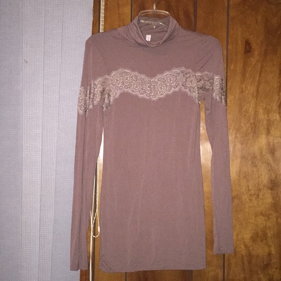 Free People Sweaters - Free people Lace Inlay Long Sleeve Turtleneck Top